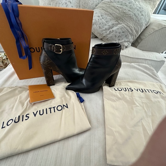 Louis Vuitton Shoes - Louise Vuitton Leather Monogram Booties